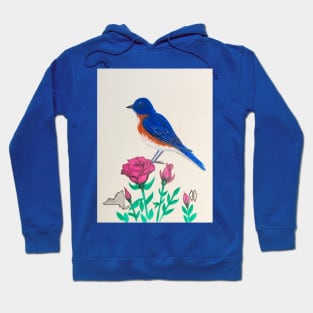 New York state bird and flower, the bluebird and rose Hoodie